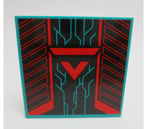 LEGO Dark Turquoise Tile 6 x 6 with Prime Empire Symbol Sticker with Bottom Tubes (10202)