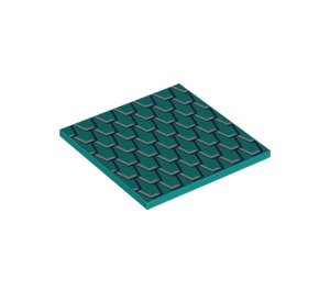 LEGO Donker turquoise Tegel 6 x 6 met Scales met buizen aan de onderzijde (10202 / 65517)