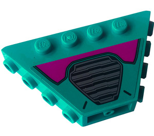 LEGO Turquoise foncé Trapezoid Tipper Fin 6 x 4 avec Goujons avec Hexagonal Grill, Trim Autocollant (30022)