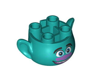 LEGO Turquoise Foncé Troll Tête avec Branch Face avec Open Bouche Smile (66280)