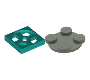 LEGO Dark Turquoise Turntable 2 x 2 Plate with Light Gray Top