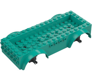 LEGO Dark Turquoise Vehicle Base 8 x 16 x 2.5 with Dark Stone Gray Wheel Holders with 5 Holes (65094)