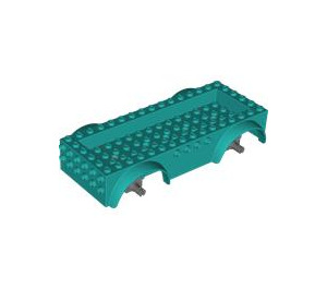 LEGO Donker Turquoise Voertuig Basis 8 x 16 x 2.5 met Dark Stone Grijs Wiel Holders met 5 Gaten (65094)