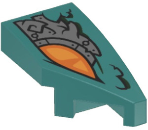 LEGO Dark Turquoise Wedge 1 x 2 Right with Nine-Headed Beast Eye (29119)