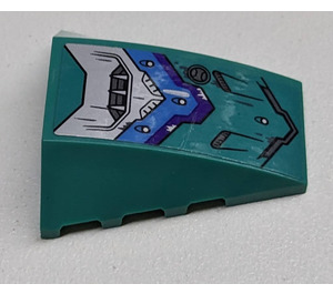 LEGO Dark Turquoise Wedge 4 x 4 Triple Curved without Studs with Stripes and Vents Sticker (47753)