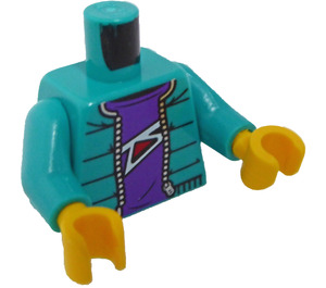 LEGO Dark Turquoise Zipper Jacket with Dark Purple Shirt Torso (973 / 76382)