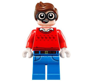 LEGO Dick Grayson с червен пуловер и Очила Минифигурка