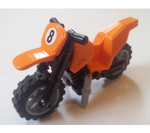 LEGO Dirt Bike mit Schwarz Fahrwerk und Medium Stone Grau Räder mit "8" Aufkleber (50860)