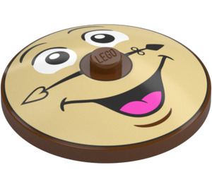 LEGO Dish 4 x 4 with Cogsworth Face (Solid Stud) (3960 / 102132)