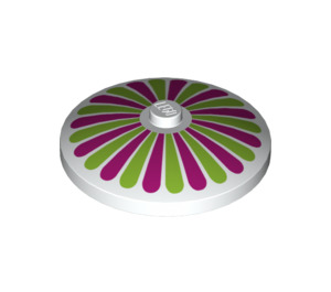 LEGO Dish 4 x 4 med Lime og Magenta Striper (Solid knott) (3960 / 17160)