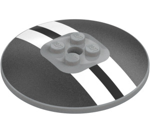 LEGO Dish 6 x 6 with Black and White Stripes (Solid Studs) (21599)