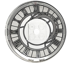 LEGO Dish 6 x 6 with Clock Face decoration on concave side. (Solid Studs) (21599 / 53213)