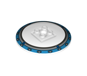 LEGO Dish 6 x 6 with Dark Azure Outer Ring (Solid Studs) (21637 / 44375)