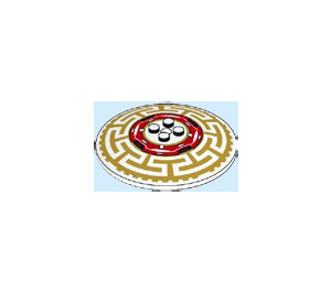 LEGO Dish 8 x 8 with Red Machinery and Gold Asian Pattern (3961)