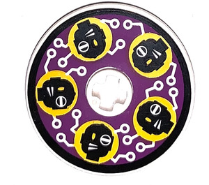 LEGO Disk 3 x 3 met Zwart Heads en Wit Circuitry Sticker (2723)