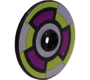 LEGO Disk 3 x 3 with Purple/Lime Wheel Sticker (2723)