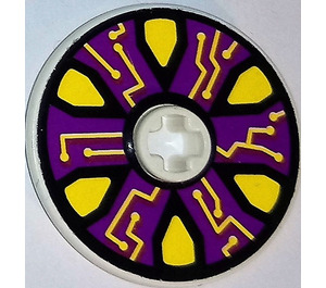 LEGO Disk 3 x 3 with Yellow Blobs and Circuits Sticker (2723)