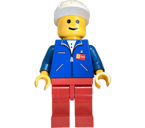 LEGO Display Figure - Blauw Jacket, Wit Bouw Helm