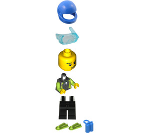 LEGO Diver mit Schwarz und Limette Wetsuit Minifigur