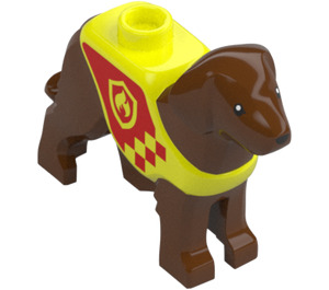 LEGO Dog with Vibrant Yellow Vest with Red and Fire Logo (105774)