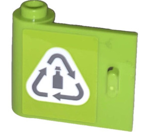 LEGO Door 1 x 3 x 2 Left with Glass Waste Recycling Symbol Sticker with Hollow Hinge (92262)