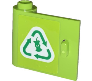 LEGO Door 1 x 3 x 2 Left with Organic Waste Recycling Symbol Sticker with Hollow Hinge (92262)
