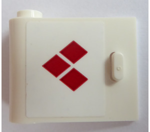 LEGO Tür 1 x 3 x 2 Links mit Drei rot Diamonds Aufkleber mit hohlem Scharnier (92262)