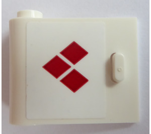 LEGO Deur 1 x 3 x 2 Links met Drie Rood Diamonds Sticker met holle scharnier (92262)