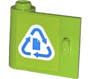 LEGO Door 1 x 3 x 2 Left with Waste Paper Recycling Symbol Sticker with Hollow Hinge (92262)