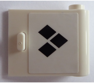 LEGO Porte 1 x 3 x 2 Droite avec Trois Noir Diamonds Autocollant avec charnière creuse (92263)