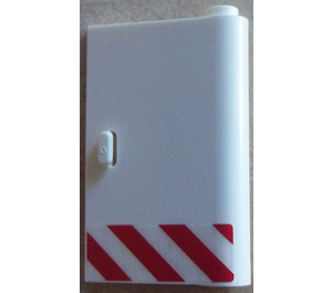 LEGO Door 1 x 3 x 4 Right with Red Danger Stripes Sticker with Hollow Hinge (58380)