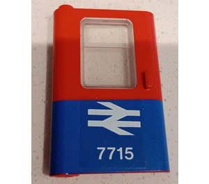 LEGO Deur 1 x 4 x 5 Trein Links met Blauw Onderzijde Halve met British Rail 7715 Sticker