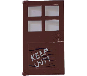 LEGO Door 1 x 4 x 6 with 4 Panes and Stud Handle with Keep Out! Sticker (60623)