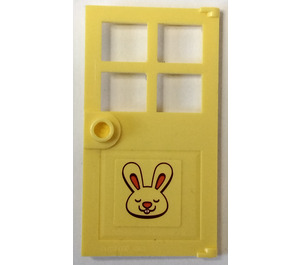 LEGO Tür 1 x 4 x 6 mit 4 Panes und Stud Griff mit smiling bunny Aufkleber (60623)