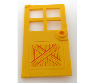LEGO Porte 1 x 4 x 6 avec 4 Panes et Stud Manipuler avec Wood Stall Porte Autocollant (60623)