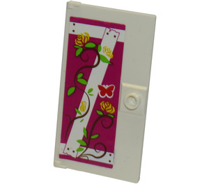 LEGO Door 1 x 4 x 6 with Stud Handle with Nailed wooden boards, rose creepers and red butterfly Sticker (35290)