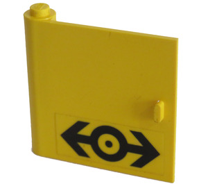 LEGO Dörr 1 x 5 x 4 Vänster med Stor Svart Tåg logotyp Klistermärke med tjockt handtag (3195)