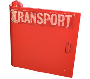 LEGO Deur 1 x 5 x 4 Links met 'TRANSPORT' Sticker met dik handvat (3195)