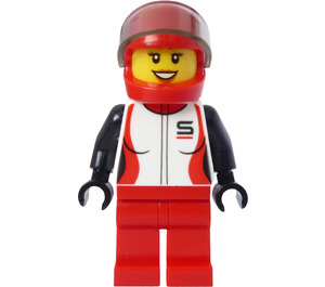 LEGO Sjåfør med Rød Hjelm - Kvinne Minifigur