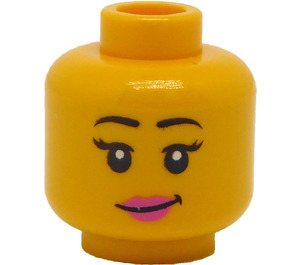 LEGO Dual Sided Female Head with Black Eyebrows, Pink Lips / Sunglasses (Recessed Solid Stud) (3626 / 20068)