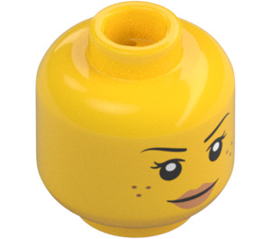 LEGO Dual Sided Female Head with Freckles and Serious Expression / Wide Open Smile (Recessed Solid Stud) (3626 / 68335)