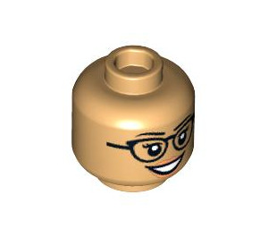 LEGO Dual-Sided Female Head with Glasses and Open Smile / Scared Face (Recessed Solid Stud) (3626 / 100322)