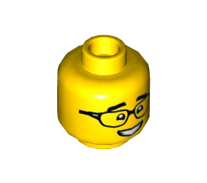 LEGO Dual Sided Male Head with Glasses and Wide Open Smile / Closed Eyes (Recessed Solid Stud) (3626 / 83829)
