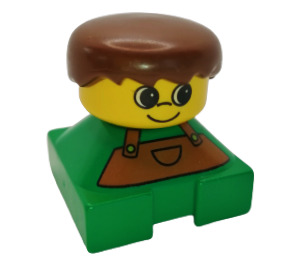 LEGO Duplo 2x2 Base Figure Brick - Green Base with Brown Overalls Duplo Figure