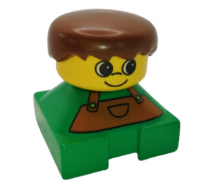 LEGO Duplo 2x2 Base Figure Brick - Green Base with Brown Overalls Minifigure