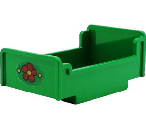 LEGO Duplo Bed 3 x 5 x 1.66 with red flower Sticker (4895)