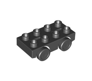 LEGO Duplo Schwarz Auto Base 2 x 4 mit Schwarz Räder (95485)