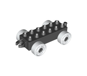 LEGO Duplo Noir Auto Châssis 2 x 6 avec blanc roues (11248 / 14639)