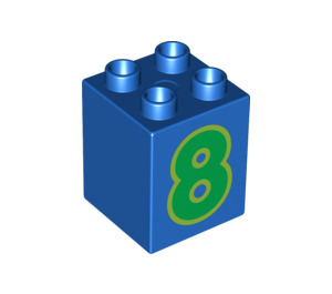 LEGO Duplo Bleu Brique 2 x 2 x 2 avec '8' (13171 / 28938)