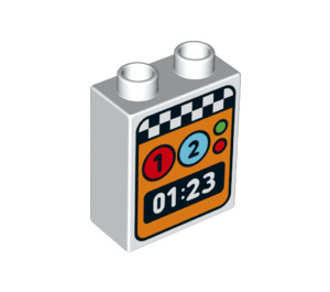 LEGO Duplo Steen 1 x 2 x 2 met '01.23' met buis aan de onderzijde (15847 / 33506)